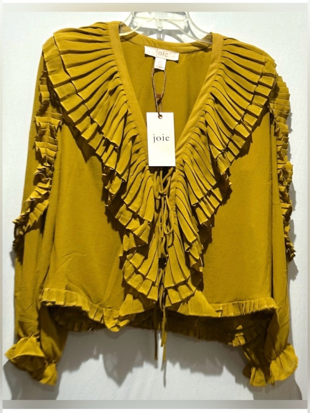 Joie Women's Ruffle-Front Satin
Blouse - Size L